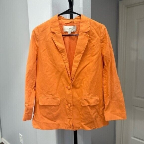 CAMI NYC Owen Linen Blazer In Papaya Bright Orange Summer Spring Jacket - Picture 2 of 12